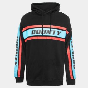 Marcelo Burlon Black County Stripe Print Cotton Hoodie M