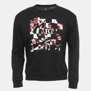 McQ by Alexander McQueen Black Printed Cotton Knit Crew Neck T-Shirt S