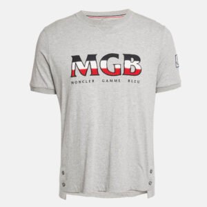 Moncler Grey Cotton Logo Applique Crew Neck L