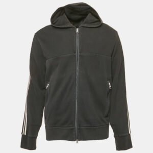 Moncler Black Jersey Zip-Up Hooded Jacket XL