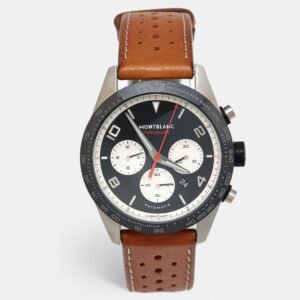 Montblanc Black Ceramic Stainless Steel Calfskin Timewalker 19942 Men's Wristwatch 43 mm