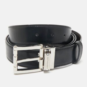Montblanc Black/Brown Leather Reversible Cut to Size Belt