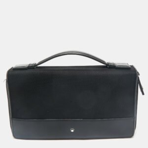 Moschino Black Leather Eyelet Pocket Tote