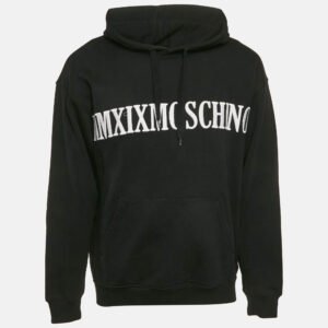 Moschino Couture Black Embroidered Cotton Hoodie M