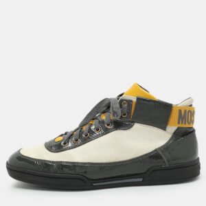 Moschino Tricolor Patent and Leather High Top Sneakers Size 44