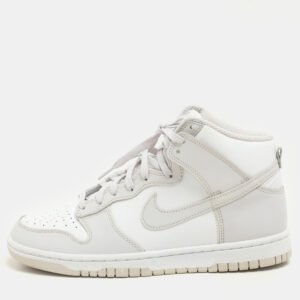 Nike White/ Vast Grey Leather Dunk Retro High Sneakers Size 42