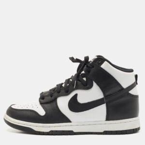 Nike Black/White Leather Dunk High Panda Sneakers Size 41