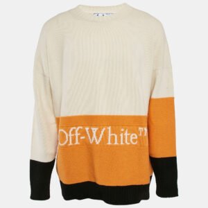 luxury-men-off-white-used-clothes-p1121542-009 Off-White Multicolor Wool Crew Neck Color-Block Sweater XL