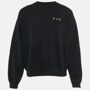 Off-White Black Logo Print Cotton Knit Sweatshirt M