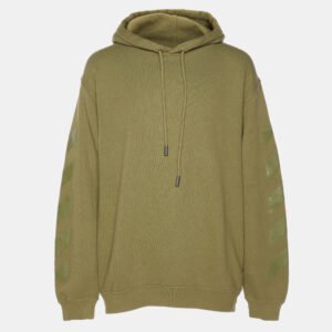 Off-White Olive Green Cotton Knot Hoodie L
