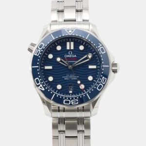 Omega Blue Stainless Steel Seamaster 210.30.42.20.03.001 Automatic Men's Wristwatch 42 mm