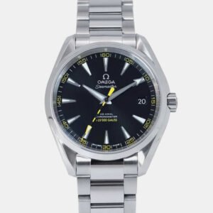 Omega Black Stainless Steel Seamaster Aqua Terra Automatic Men's Wristwatch 41.5 mm