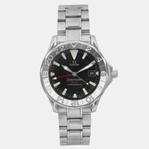 luxury-men-omega-used-watches-p1099210-001 Omega Black Stainless Steel Seamaster 2234.50.00 Automatic Men's Wristwatch 41mm