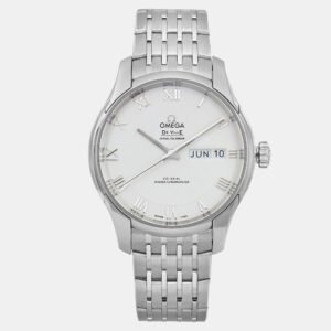 Omega White Stainless Steel De Ville Hour Vision 433.10.41.22.02.001 Automatic Men's Wristwatch 41 mm