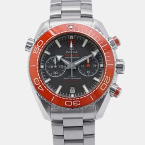 Omega Grey Stainless Steel Seamaster Planet Ocean Automatic Men's Wristwatch 45.5 mm