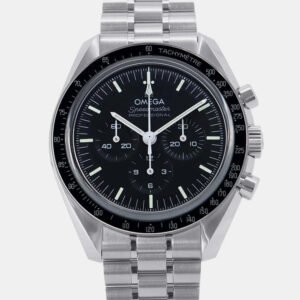Omega Black Stainless Steel Speedmaster Manual Winding Men's Wristwatch 42 mm