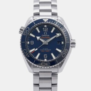 omega blue stainless steel seamaster planet ocean 215.30.40.20.03.001 automatic men's wristwatch 39.5 mm