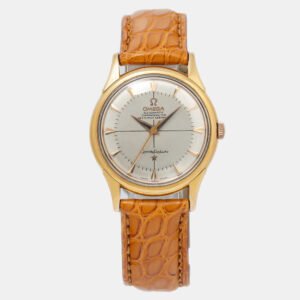 Omega Constellation Pie Pan Automatic 18k Yellow Gold Silver Men's Wristwatch 34mm