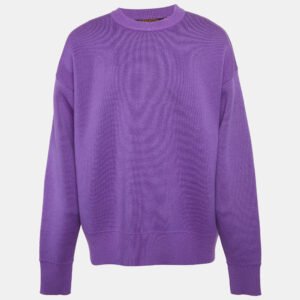 Palm Angels Purple/Green Palm Intarsia Wool Sweater M