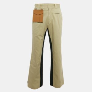 Palm Angels Beige Gabardine Cotton Contrast Trimmed Trousers L