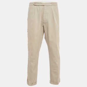palm angels cream gabardine side stripe trousers xxl