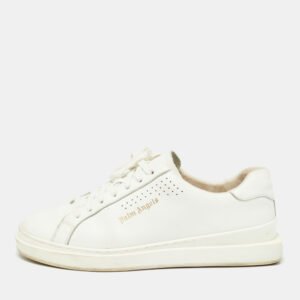 Palm Angels White Leather Two Low Top Sneakers Size 45