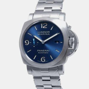 Panerai Blue Stainless Steel Luminor Marina PAM01058 Automatic Men's Wristwatch 44 mm