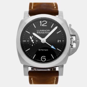 luxury-men-panerai-used-watches-p1139902-002 Panerai Luminor Quaranta BiTempo PAM1365 Automatic Stainless Steel Black Dial Men's Wristwatch 40mm