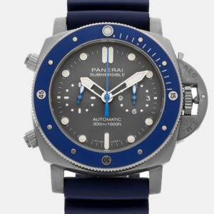 luxury-men-panerai-used-watches-p1141430-003 Panerai Submersible Chrono Guillaume Nery Edition PAM982 Automatic Titanium Grey Dial Men's Wristwatch 47mm