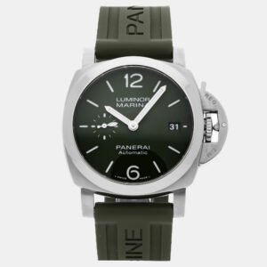 luxury-men-panerai-used-watches-p1161263-006 Panerai Luminor Quaranta Verde Militare PAM 1304 Automatic Stainless Steel Green Dial Men's Wristwatch 40mm