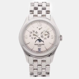 Patek Philippe Complications Annual Calendar Moon Phases 5146/1G-001 Automatic White Gold Cream Dial Men's Wristwatch 39mm