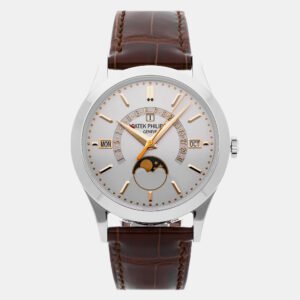 Patek Philippe Grand Complications Perpetual Calendar Retrograde Date 5496P-015 Automatic Platinum Silver Dial Men's Wristwatch 39.5mm