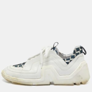 Pierre Hardy Black/White Leather and Canvas Vibe  Sneakers Size 43