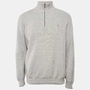 Polo Ralph Lauren Grey Cotton Knit half Zip Sweater L