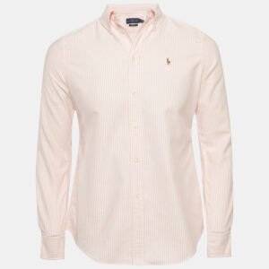 Ralph Lauren Pink Striped Cotton Button Down Custom Fit Shirt M