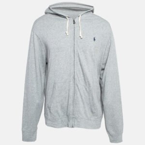 Polo Ralph Lauren Grey Cotton Knit Spa Terry Zipper Hoodie XL