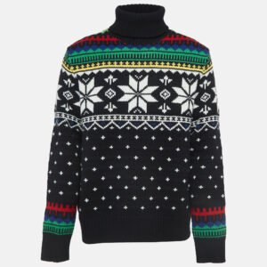 Polo Ralph Lauren Black Nordic Pattern Knit Sweater L