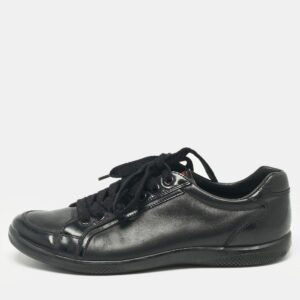 Prada Sport Black Leather Low Top Sneakers Size 41