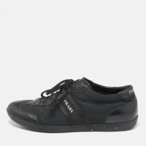 Prada Sport Black Leather and Leather Low Top Sneakers Size 43