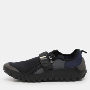 Prada Sport Grey/Blue Neoprene and Rubber Low Top Sneakers Size 44