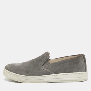 Prada Sport Grey Suede Slip On Sneakers Size 38.5