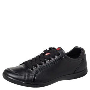 Prada Sport Black Leather Low Top Sneakers Size 40