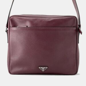 Prada Bordeaux Saffiano Leather Messenger Bag