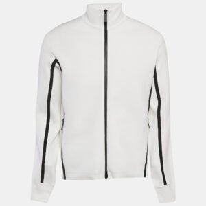 Prada White Techno Knit Turtleneck Zip-Up Sweatshirt L/XL