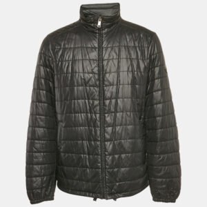 prada black ripstop nylon zip-up puffer jacket xxxl