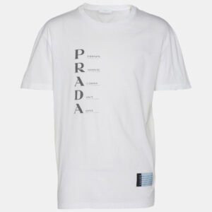 Prada White Cotton Prada Acronym T-shirt XXL