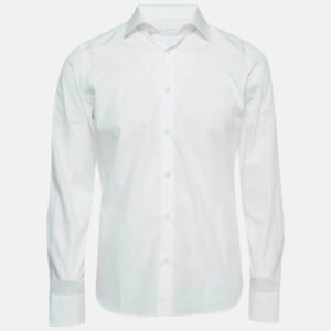 Prada White Cotton Long Sleeve Shirt M