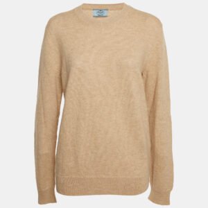 prada beige wool crewneck sweater l