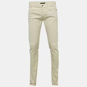Prada Beige Cotton Drill Regular Fit Trousers M