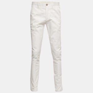 Prada Off White Cotton Regular Fit Trousers M